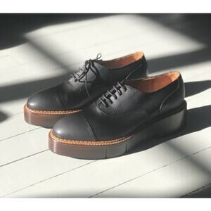 Clergerie Paris Womens Charli Derby Platform Oxford Black Leather Size 10 US NIB